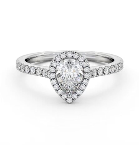Halo Pear Diamond Classic Engagement Ring 9K White Gold ENPE32_WG_THUMB2 