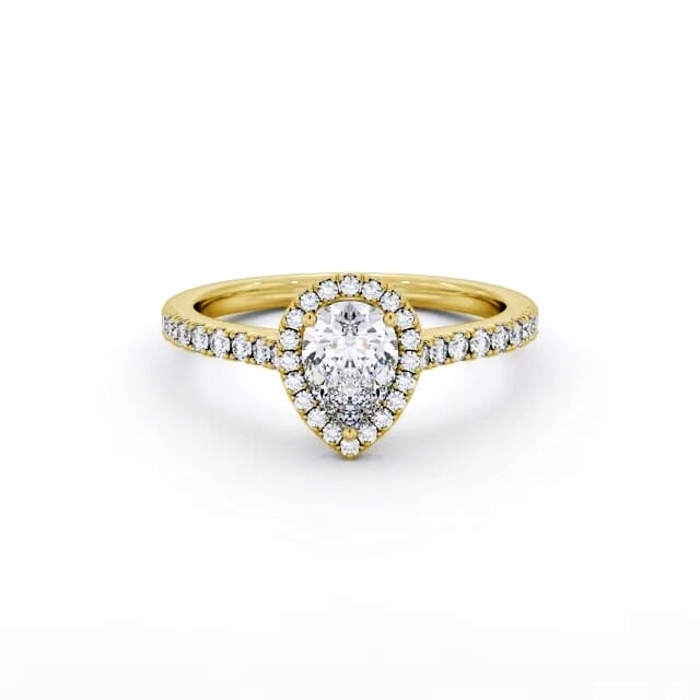 Halo Pear Diamond Engagement Ring 18K Yellow Gold - Lariah ENPE32_YG_HAND