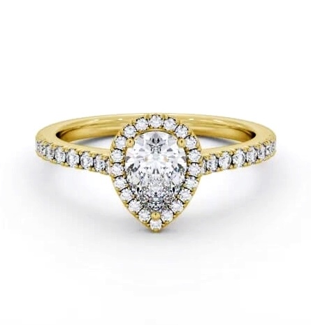 Halo Pear Diamond Classic Engagement Ring 9K Yellow Gold ENPE32_YG_THUMB1