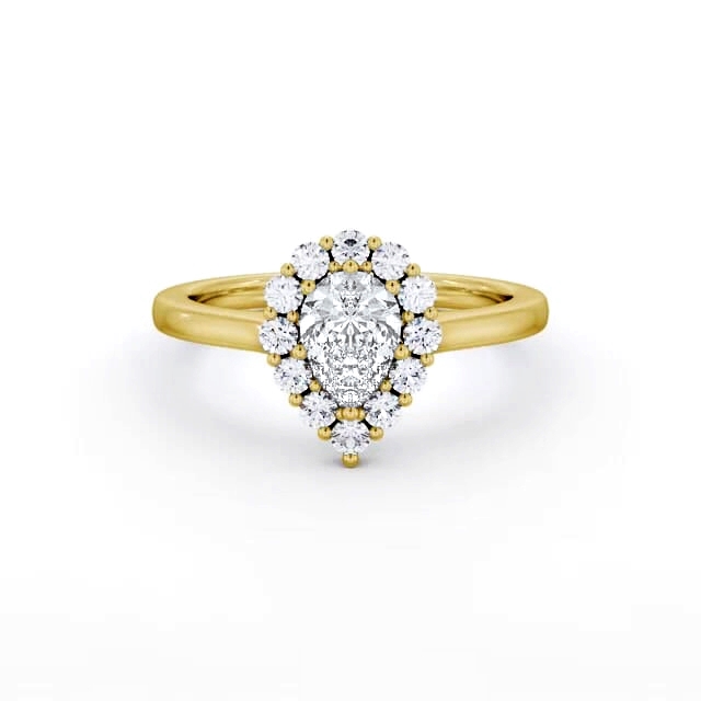 Halo Pear Diamond Engagement Ring 18K Yellow Gold - Kiya ENPE33_YG_HAND