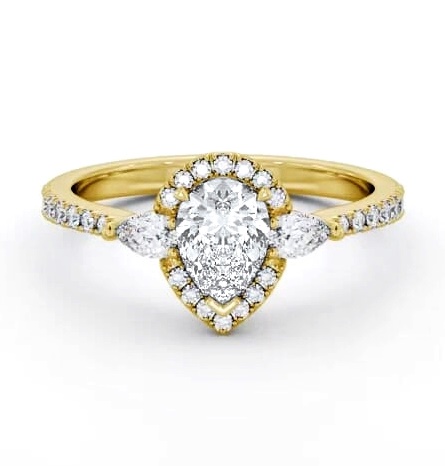 Halo Pear Diamond Engagement Ring 18K Yellow Gold ENPE34_YG_THUMB1