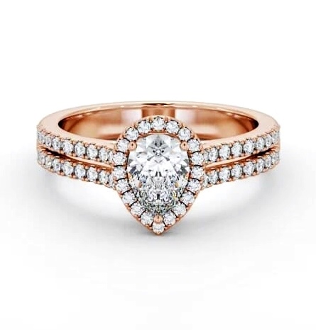 Halo Pear Diamond Split Band Engagement Ring 18K Rose Gold ENPE35_RG_THUMB1