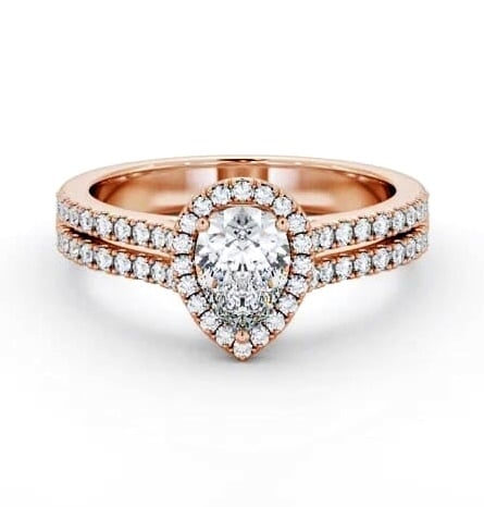 Halo Pear Diamond Split Band Engagement Ring 9K Rose Gold ENPE35_RG_THUMB2 