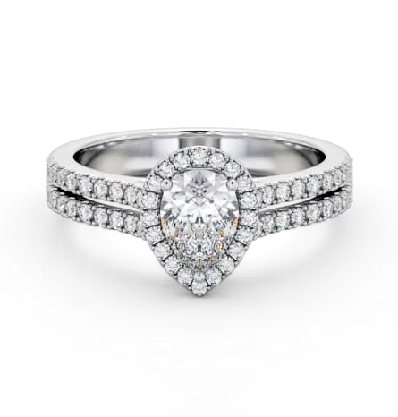 Halo Pear Diamond Split Band Engagement Ring 18K White Gold ENPE35_WG_THUMB2 