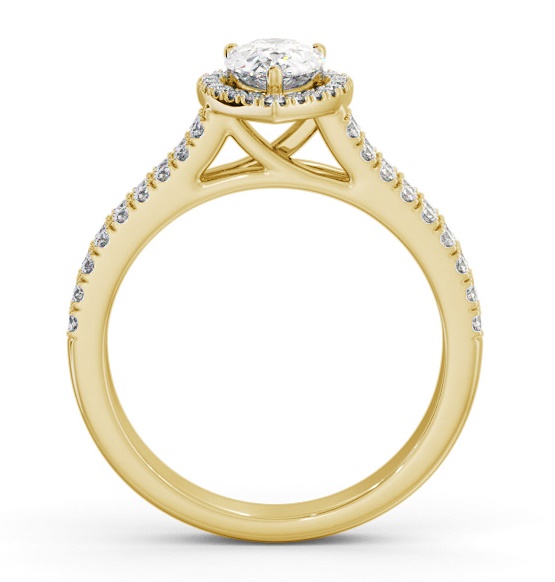 Halo Pear Diamond Split Band Engagement Ring 9K Yellow Gold ENPE35_YG_THUMB1 