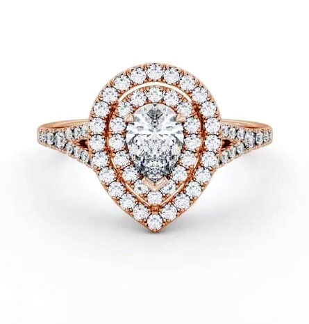 Double Halo Pear Diamond Engagement Ring 9K Rose Gold ENPE36_RG_THUMB1