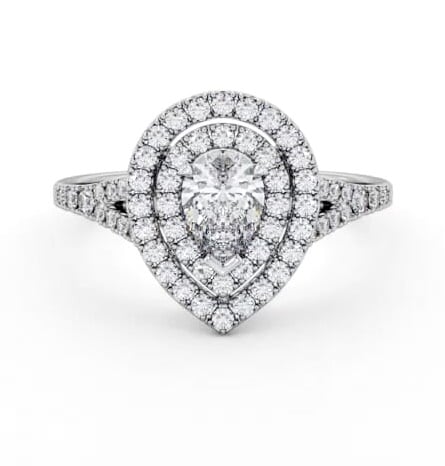 Double Halo Pear Diamond Engagement Ring 9K White Gold ENPE36_WG_THUMB2 