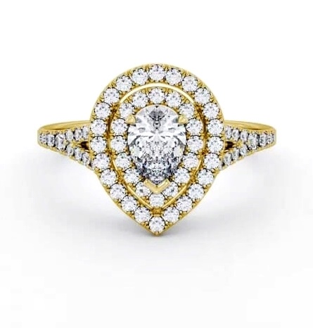 Double Halo Pear Diamond Engagement Ring 18K Yellow Gold ENPE36_YG_THUMB2 