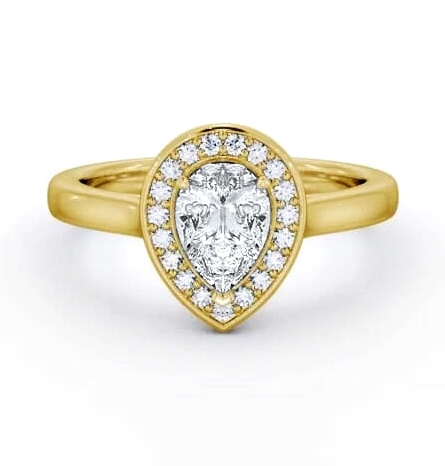Pear Diamond with A Channel Set Halo Engagement Ring 18K Yellow Gold ENPE37_YG_THUMB2 
