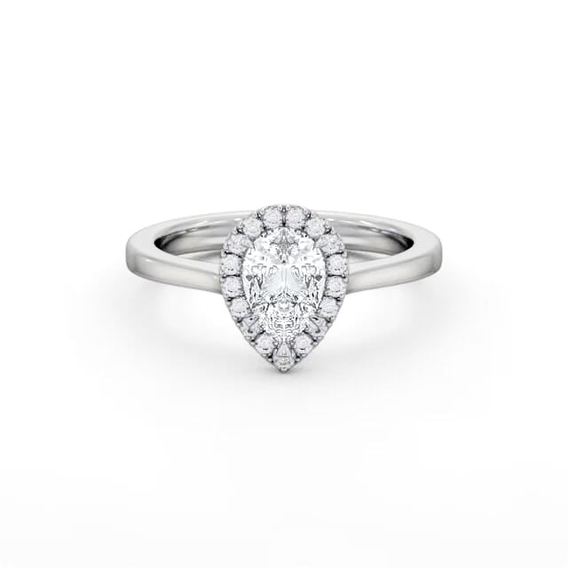 Halo Pear Diamond Engagement Ring 18K White Gold - Taylah ENPE38_WG_HAND