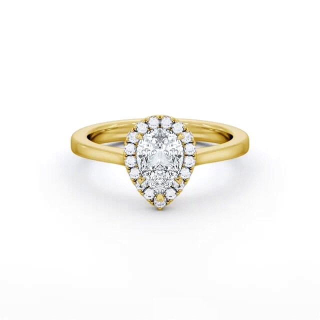 Halo Pear Diamond Engagement Ring 18K Yellow Gold - Taylah ENPE38_YG_HAND