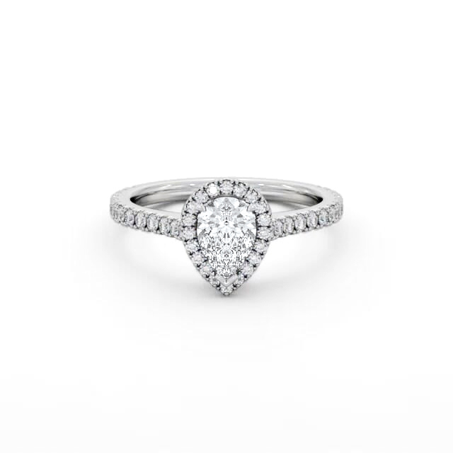 Halo Pear Diamond Engagement Ring 18K White Gold - Dannal ENPE39_WG_HAND