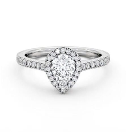 Halo Pear Diamond Engagement Ring with Diamond Set Supports Palladium ENPE39_WG_THUMB2 