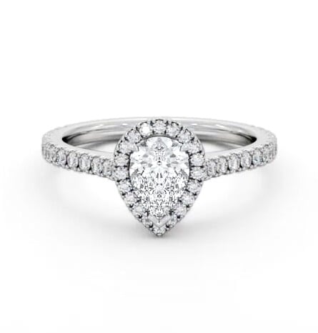 Halo Pear Diamond Engagement Ring with Diamond Set Supports Platinum ENPE39_WG_THUMB1