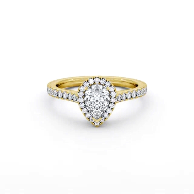 Halo Pear Diamond Engagement Ring 18K Yellow Gold - Dannal ENPE39_YG_HAND