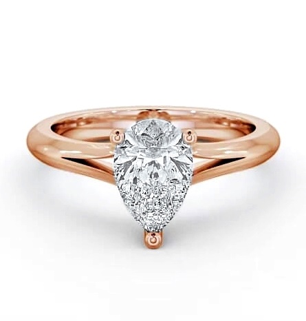 Pear Diamond Split Band Engagement Ring 18K Rose Gold Solitaire ENPE3_RG_THUMB1
