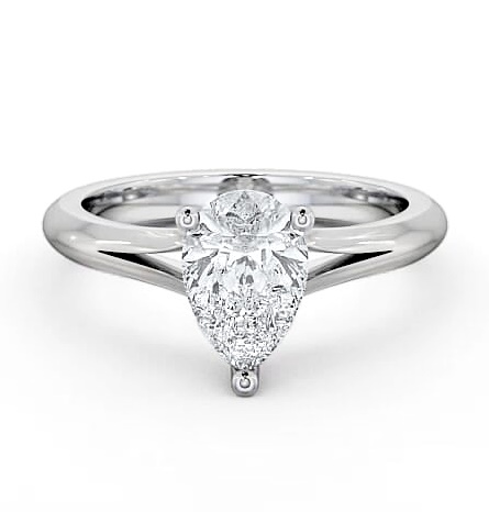 Pear Diamond Split Band Engagement Ring 18K White Gold Solitaire ENPE3_WG_THUMB2 