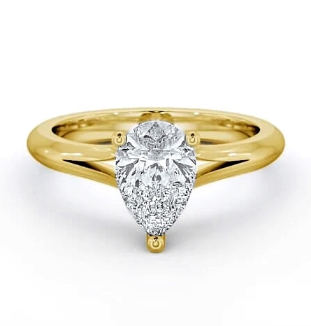 Pear Diamond Split Band Engagement Ring 9K Yellow Gold Solitaire ENPE3_YG_THUMB1