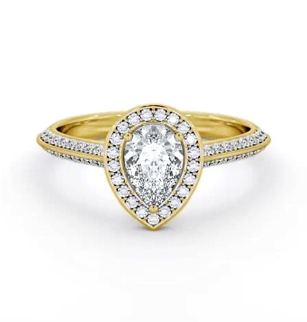Halo Pear Diamond with Knife Edge Band Engagement Ring 18K Yellow Gold ENPE40_YG_THUMB2 