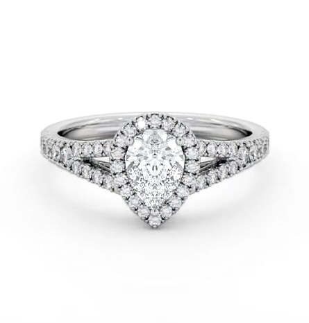 Halo Pear Diamond Split Band Engagement Ring 18K White Gold ENPE41_WG_THUMB1