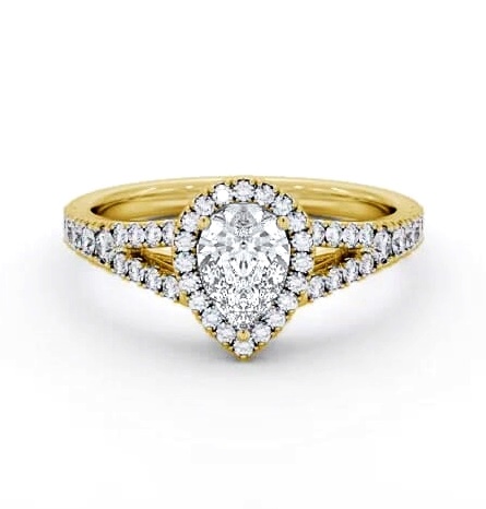 Halo Pear Diamond Split Band Engagement Ring 18K Yellow Gold ENPE41_YG_THUMB2 