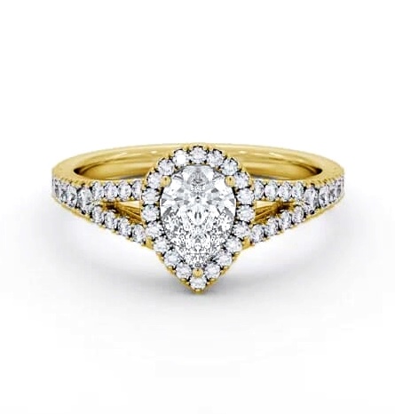 Halo Pear Diamond Split Band Engagement Ring 18K Yellow Gold ENPE41_YG_THUMB2 