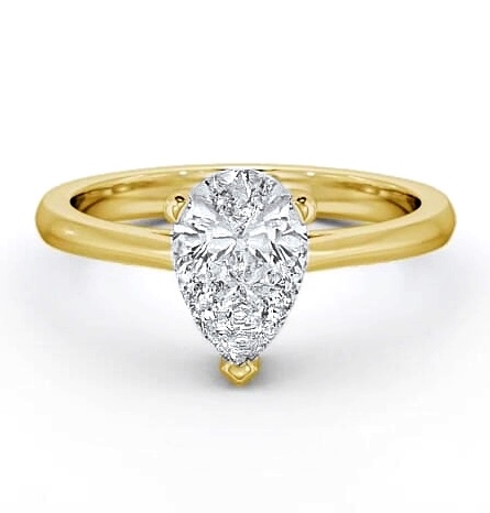 Pear Diamond 3 Prong Engagement Ring 18K Yellow Gold Solitaire ENPE4_YG_THUMB2 