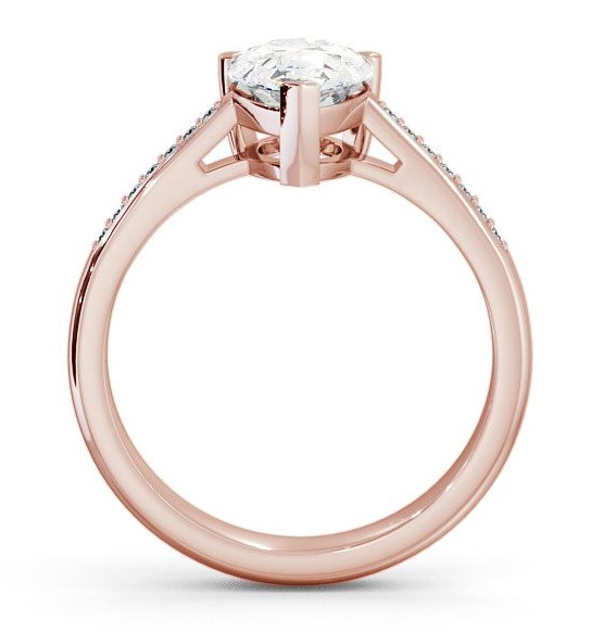 Pear Diamond 3 Prong Engagement Ring 9K Rose Gold Solitaire with Channel Set Side Stones ENPE4S_RG_THUMB1