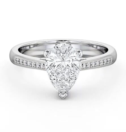 Pear Diamond 3 Prong Engagement Ring Platinum Solitaire with Channel ENPE4S_WG_THUMB2 