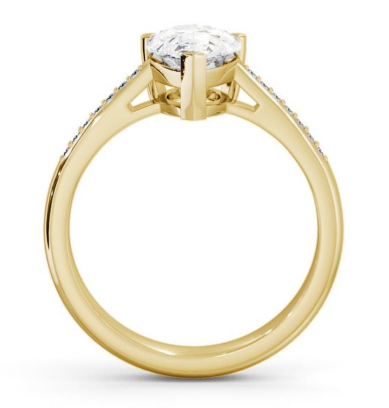Pear Diamond 3 Prong Engagement Ring 18K Yellow Gold Solitaire with Channel Set Side Stones ENPE4S_YG_THUMB1