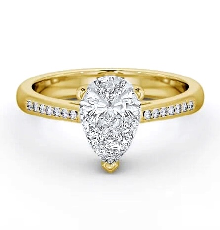 Pear Diamond 3 Prong Engagement Ring 18K Yellow Gold Solitaire ENPE4S_YG_THUMB1