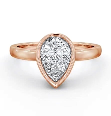 Pear Diamond High Set Bezel Engagement Ring 18K Rose Gold Solitaire ENPE5_RG_THUMB2 