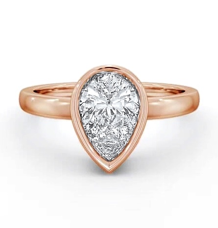Pear Diamond High Set Bezel Engagement Ring 18K Rose Gold Solitaire ENPE5_RG_THUMB1