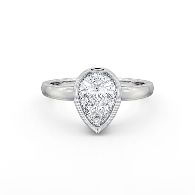 Pear Diamond Engagement Ring 9K White Gold Solitaire - Olivia ENPE5_WG_HAND