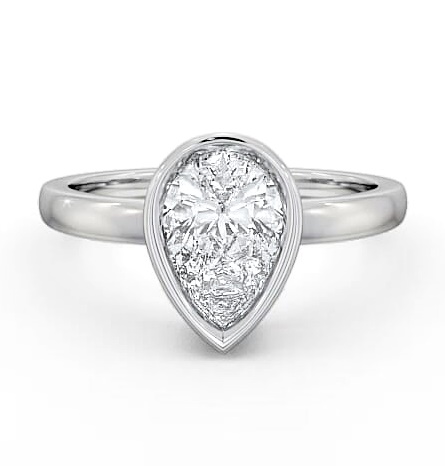Pear Diamond High Set Bezel Engagement Ring 18K White Gold Solitaire ENPE5_WG_THUMB2 