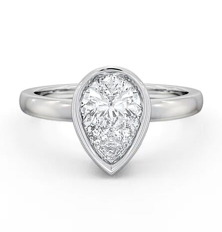 Pear Diamond High Set Bezel Engagement Ring 9K White Gold Solitaire ENPE5_WG_THUMB2 