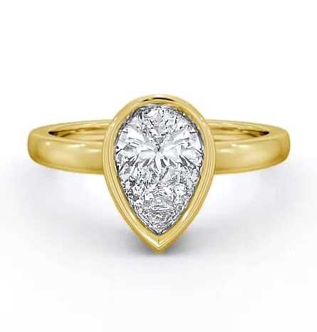 Pear Diamond High Set Bezel Engagement Ring 18K Yellow Gold Solitaire ENPE5_YG_THUMB2 