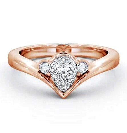 Pear Diamond V Shaped Band Engagement Ring 9K Rose Gold Solitaire ENPE6_RG_THUMB1