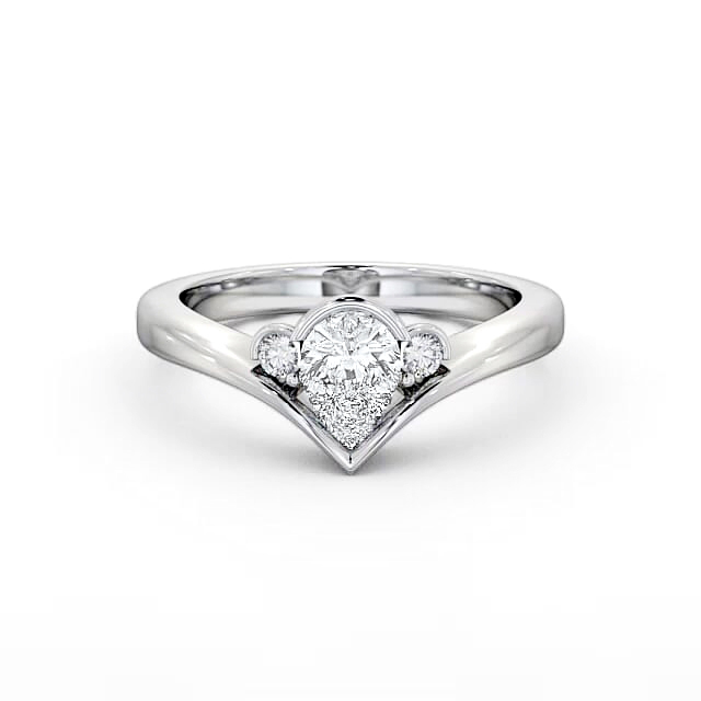 Pear Diamond Engagement Ring Palladium Solitaire With Side Stones - Emerson ENPE6_WG_HAND