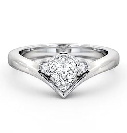 Pear Diamond V Shaped Band Engagement Ring 18K White Gold Solitaire with Channel Set Side Stones ENPE6_WG_THUMB2 