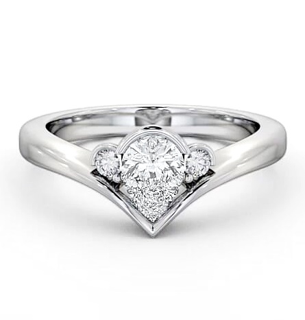 Pear Diamond V Shaped Band Engagement Ring 9K White Gold Solitaire ENPE6_WG_THUMB2 