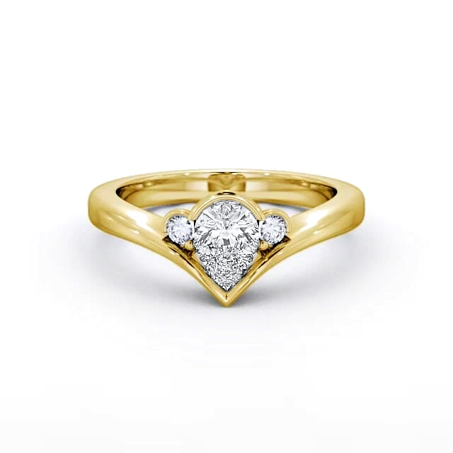 Pear Diamond Engagement Ring 18K Yellow Gold Solitaire With Side Stones - Emerson ENPE6_YG_HAND