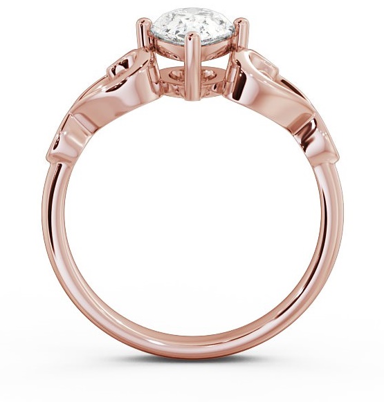 Pear Diamond with Heart Band Engagement Ring 9K Rose Gold Solitaire ENPE7_RG_THUMB1