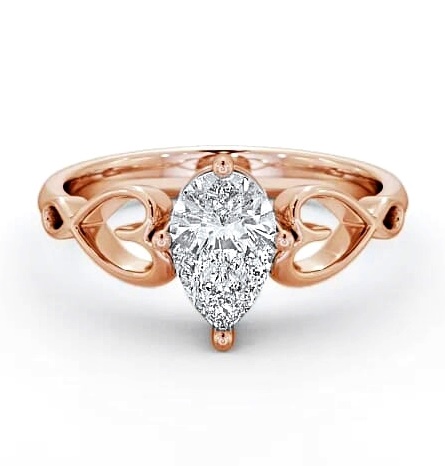 Pear Diamond with Heart Band Engagement Ring 9K Rose Gold Solitaire ENPE7_RG_THUMB2 