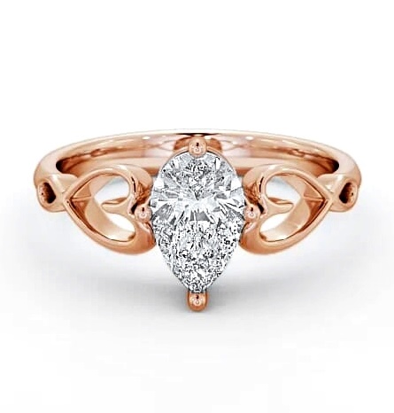 Pear Diamond with Heart Band Engagement Ring 18K Rose Gold Solitaire ENPE7_RG_THUMB2 
