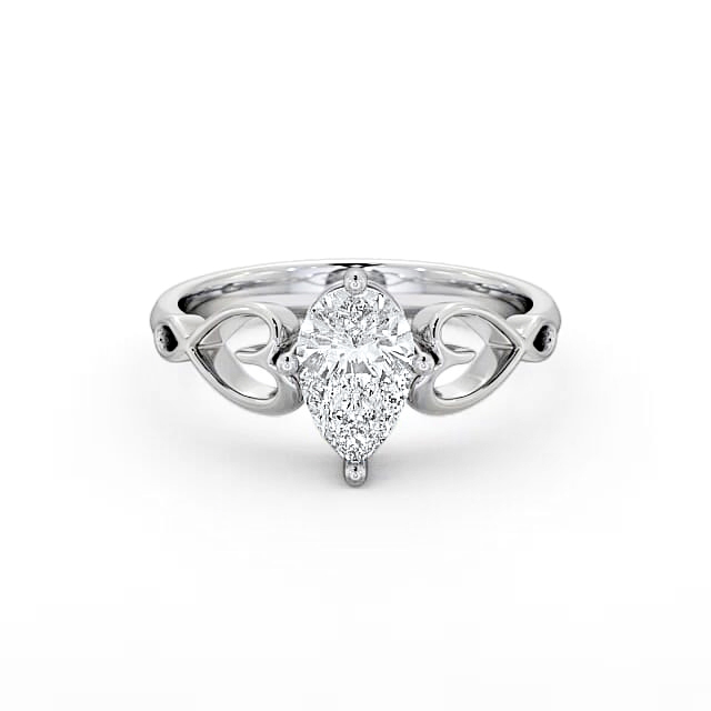 Pear Diamond Engagement Ring 18K White Gold Solitaire - Maddison ENPE7_WG_HAND