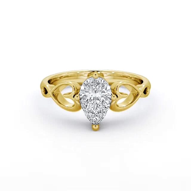 Pear Diamond Engagement Ring 18K Yellow Gold Solitaire - Maddison ENPE7_YG_HAND
