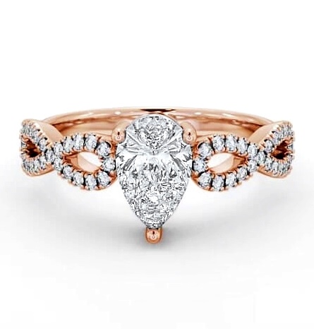 Pear Diamond Infinity Style Band Ring 18K Rose Gold Solitaire ENPE8_RG_THUMB1