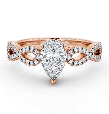 Pear Diamond Infinity Style Band Ring 9K Rose Gold Solitaire ENPE8_RG_THUMB2 