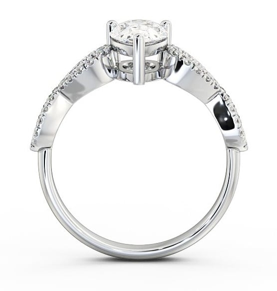 Pear Diamond Infinity Style Band Engagement Ring 18K White Gold Solitaire with Channel Set Side Stones ENPE8_WG_THUMB1 